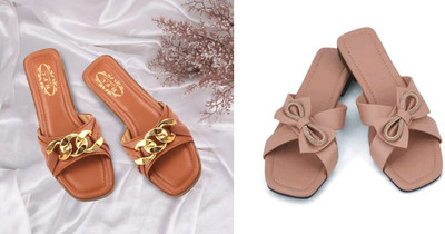 R F C Women Flats(Brown, Beige , 5)