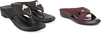 hunyza footwear Women Flats(Black, Brown , 9)
