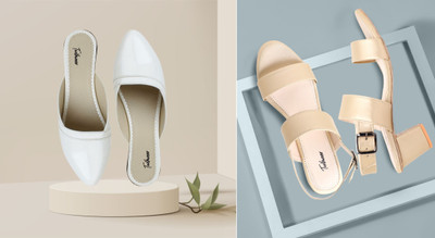 Todhwear Women Heels(White, Gold , 5)