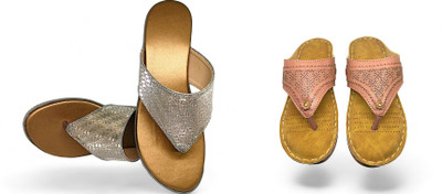 PMS Women Wedges(Pink, Gold , 8)