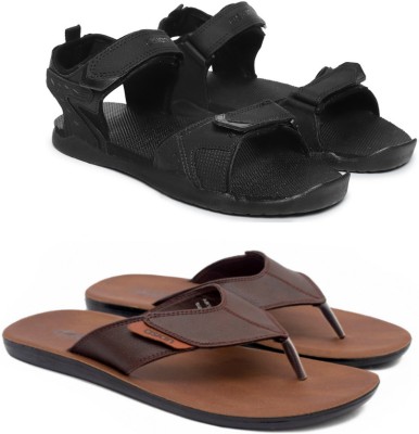 asian Men Sandals(Black, Brown , 6)