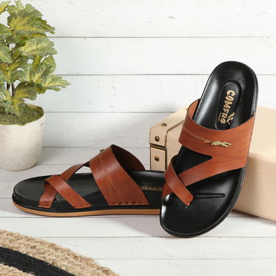 Comfro Men Casual Leather Sandal Ultra-soft Double Density Sole, Every-Day & Work Wear Men Casual(Tan , 10)