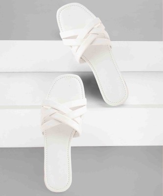 SHOMEE Trending Flat Sandals l Stylish Slipper For Women's, Girl's Outdoor & Party Wear Women Off White Flats