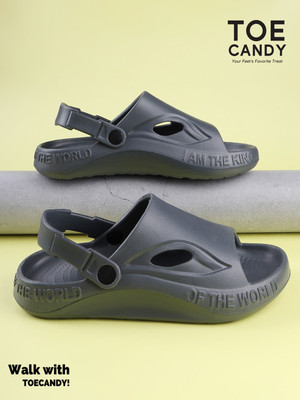 TOE CANDY Grey Men Clogs Slide Men Clogs(Grey , 7)