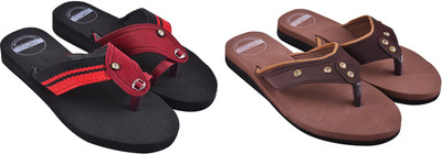 DAUGHTERS made with love Women Flip Flops(Red, Maroon , 8)