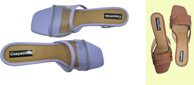 Cozystride Women Heels(Brown, Purple , 7)