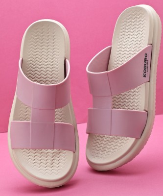 Koburg Monaco Sandal | Comfortable | Lightweight | Slide extra soft |Stylish KF-474 Women Flats(Pink, Beige , 4)