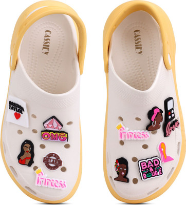 Cassiey Women Clogs(Yellow, White , 7)