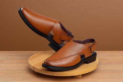 WELLBUSH Men Sandals(Tan , 9)