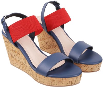 MOCHI Women Wedges(Blue , 4)