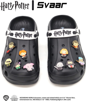 Svaar Harry Potter Magical Clogs for Men|10 Charms Included |with Signature Logo Strap Men Clogs(Black , 7)