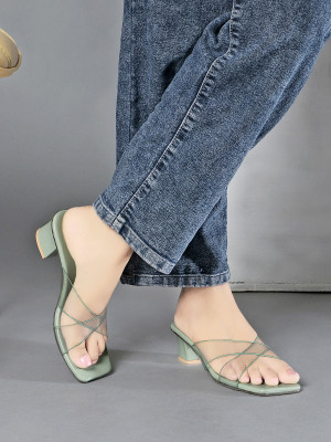 FIONA Women Heels(Green , 7)