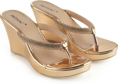 MOSAC Women Wedges(Gold , 6)