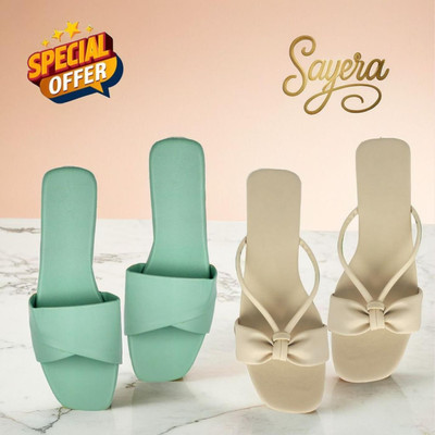 Shoebration Women Flats(Green, Beige , 5)