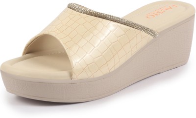 FAUSTO Women Wedges(Beige , 4)