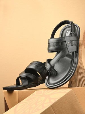 Roadster Stylish Dual Strap Buckle Design Men Sandals(Black , 10)