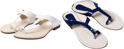 Kuhu Creations Women Flats(White, Blue , 5)