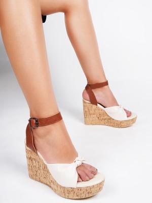 jm looks Women Wedges(Off White , 3)