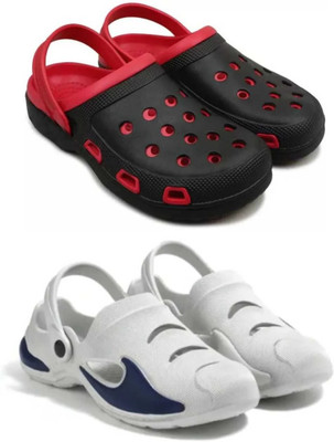 house of common Men Clogs(Red, Grey , 10)