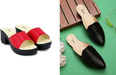 Todhwear Women Heels(Black, Red , 8)