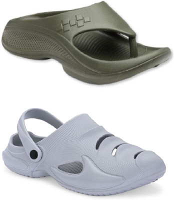 Cogs Men Sandals(Grey, Olive , 9)