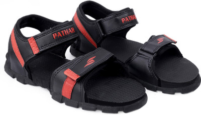 Pathar Durable & Stylish Men�s Sandals | Comfortable Daily Wear with Anti-Slip Sole Men Sandals(Red, Black , 10)