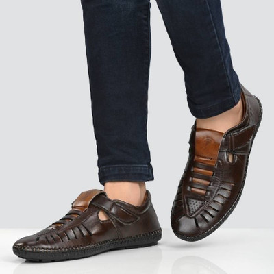 Lorence Fashion Hub Men's Brown Half Back Open Sandals For Men (Brown) For Men(Brown , 7)