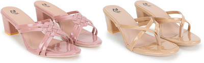 Zaif Women Heels(Beige, Brown , 7)