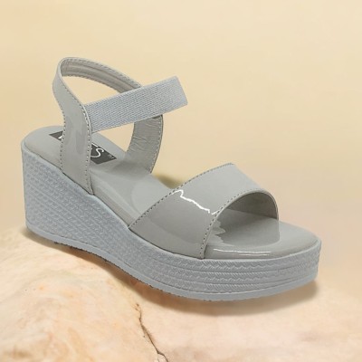 WFS Women Wedges(Grey , 8)