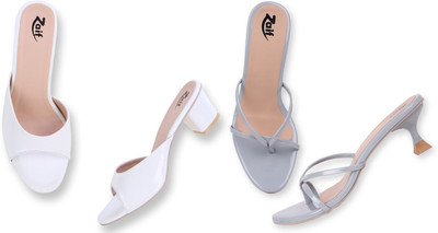 Zaif Women Heels(Grey, White , 7)
