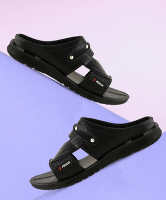 PODDAR PODDAR Trending PU Men Sandals Stylish Comfortable Daily Wear Slipper (Black) Men Casual(Black , 10)