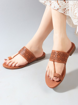 TRIKSY Women Flats(Tan , 4)