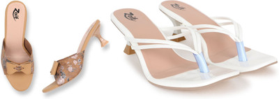 Zaif Women Heels(White, Beige , 7)