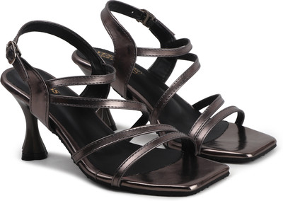 yesmiss Women Heels(Silver, Grey , 3)