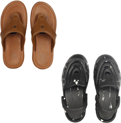 Vomoya Men Sandals(Tan, Black , 6)