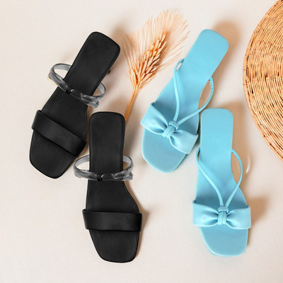 SAYERA Women Flats(Black, Blue , 5)