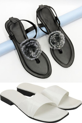 RTC ROYAL TRADING COMPANY Women Flats(White, Black , 7)