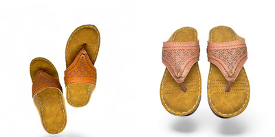 PMS Women Wedges(Brown, Pink , 4)