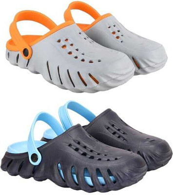 WOCMEC Men Clogs(Grey, Blue , 10)