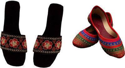 Dualstep Women Flats(Multicolor, Black , 6)