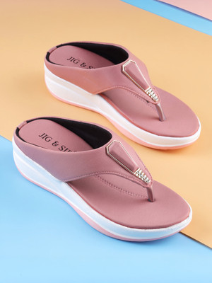 JIG & SID Women Wedges(Pink , 7)