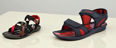 Classica Men Sandals(Black, Red, Black, Red , 6)