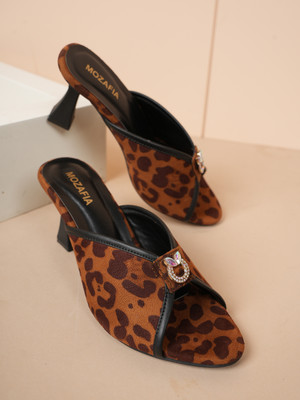 MOZAFIA Women Heels(Tan , 6)