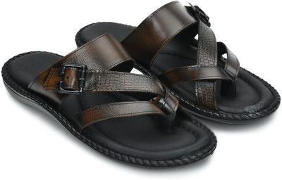 STEPFOX Classic Cushion Slippers with Adjustable Buckle Soft Sole Non Skid Wear Casual Men Sandals(Tan , 8)
