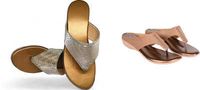 PMS Women Wedges(Brown, Gold , 7)