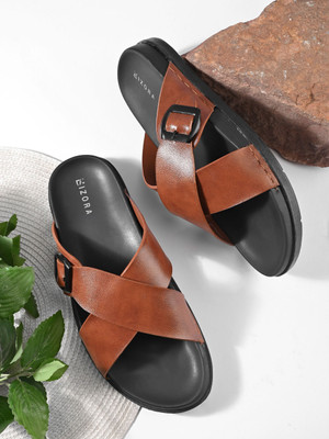 BIZORA Men Sandals(Tan , 6)