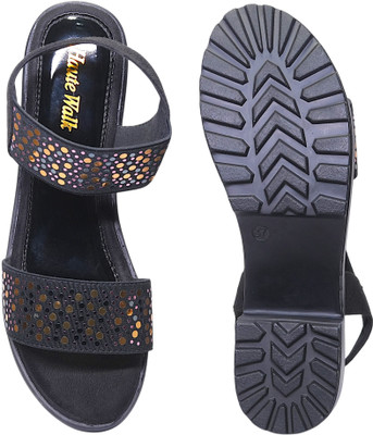 HAUTE WALK Women Heels(Black , 7)