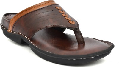 LEONCINO Men Sandals | Slippers For Men | Memory Form Footbed | Stiched | Sandals | Men Sandals(Brown , 6)