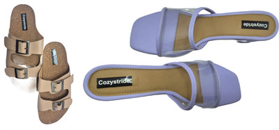 Cozystride Women Heels(Beige, Purple , 8)
