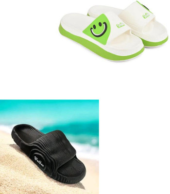 strivox Women Flats(Black, White , 6)